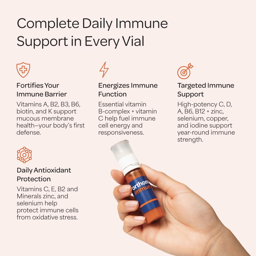 Orthomol Immun tablets with visible nutrients for daily wellness.