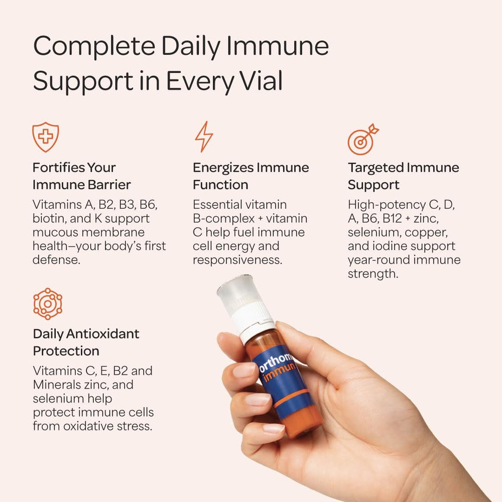 Orthomol Immun tablets with visible nutrients for daily wellness.