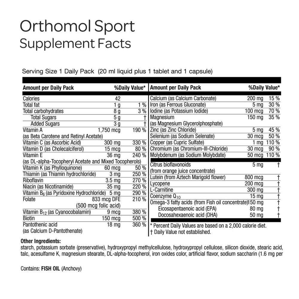 Orthomol Sport capsules close-up highlighting vitamin blend for energy