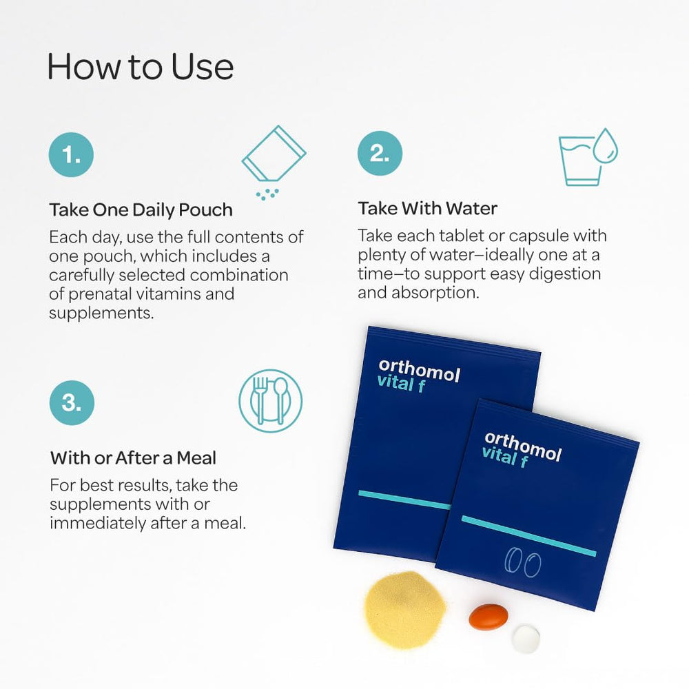 Orthomol Vital F glass dosing bottle ready for storage and use