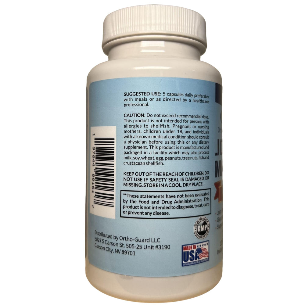 ORTHO-VITAMIN Joint Matrix packaging on a desk showing gluten-free and non-GMO formula.