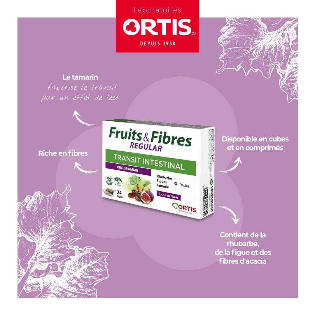 Ortis Fruits and Fibres Regular 24 cubes tamarind emphasis image suggests transit-friendly goodness.