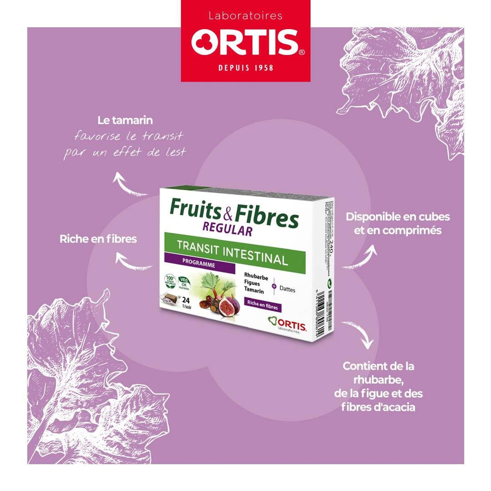 Ortis Fruits and Fibres Regular 24 cubes tamarind emphasis image suggests transit-friendly goodness.