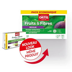 Ortis Fruits & Fibres Regular label close-up with ingredients emphasis