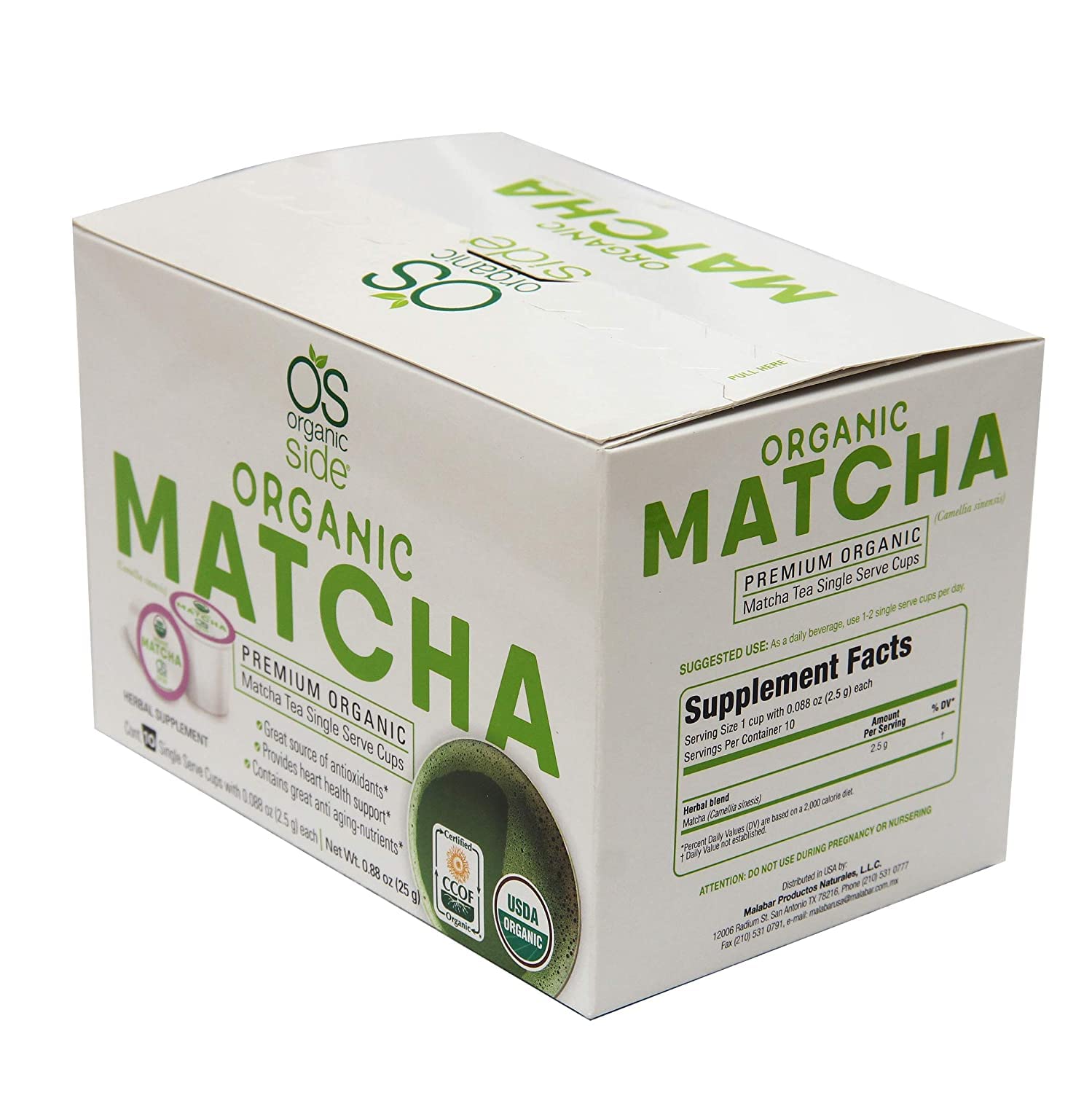 Greenside Detox Tea box highlighting organic matcha ingredients