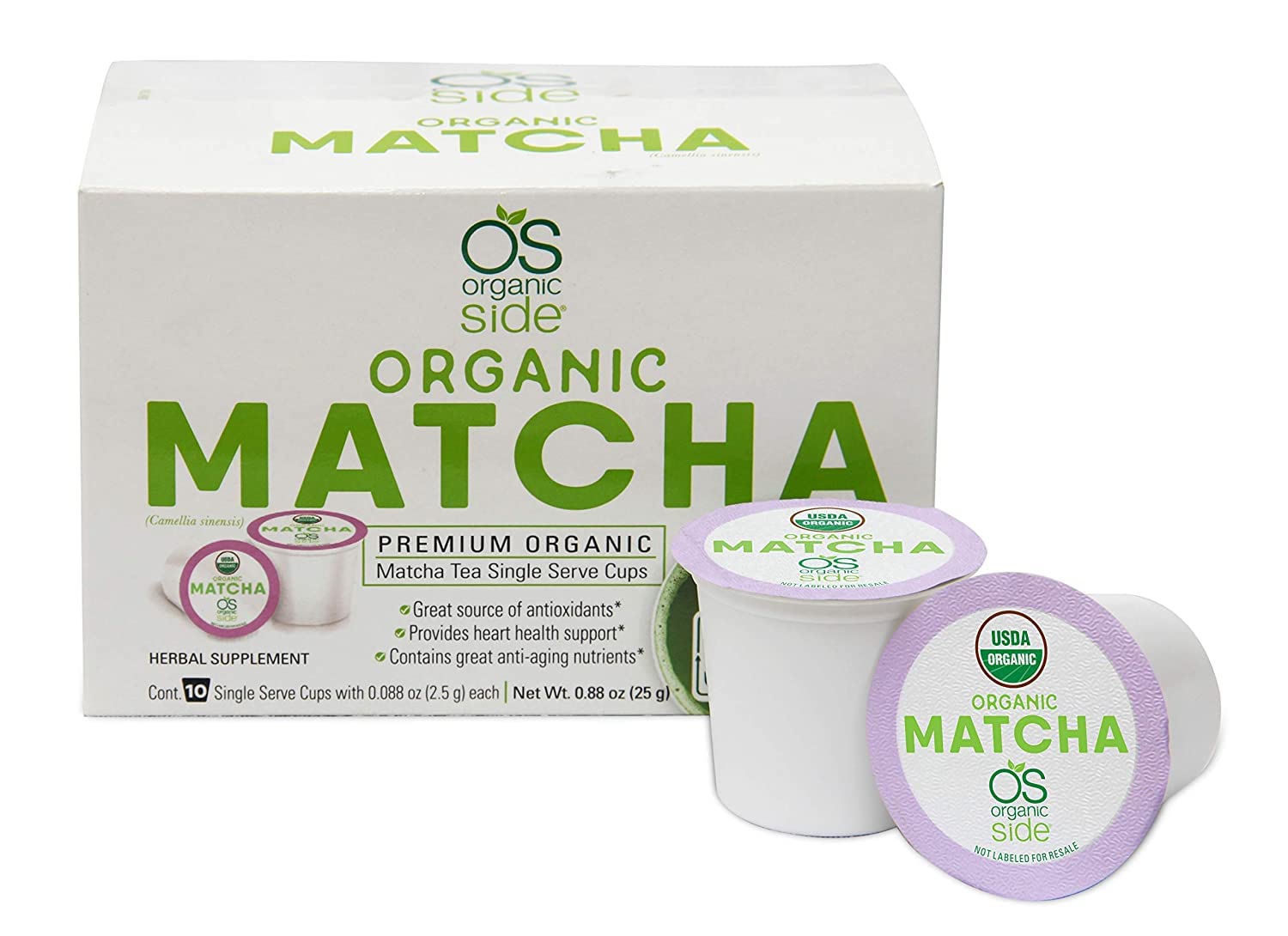 OS Organic Side Greenside Detox Tea ten-pack single-serve cups for daily matcha ritual