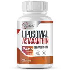 Osasuna liposomal astaxanthin softgel with enhanced absorption and a bold, ruby hue.
