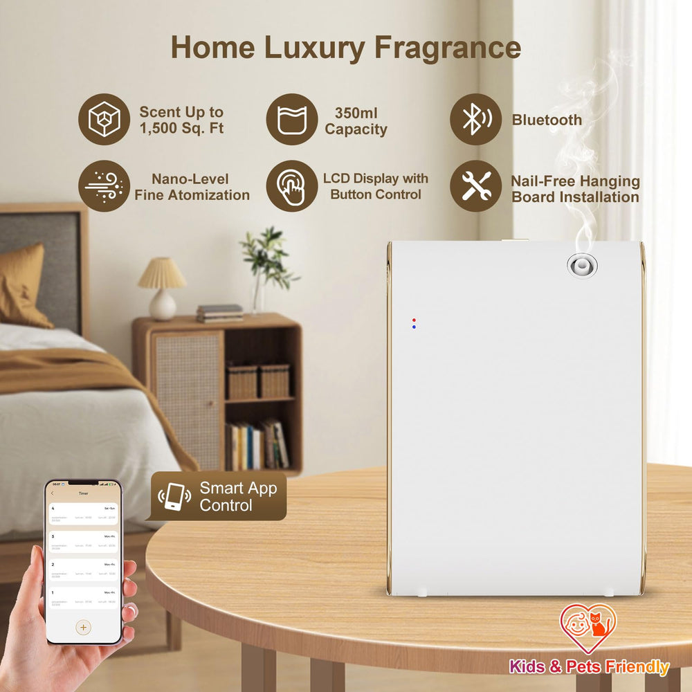 Oscentpro Smart Scent Air Machine top view reveals oval gold design for stylish decor