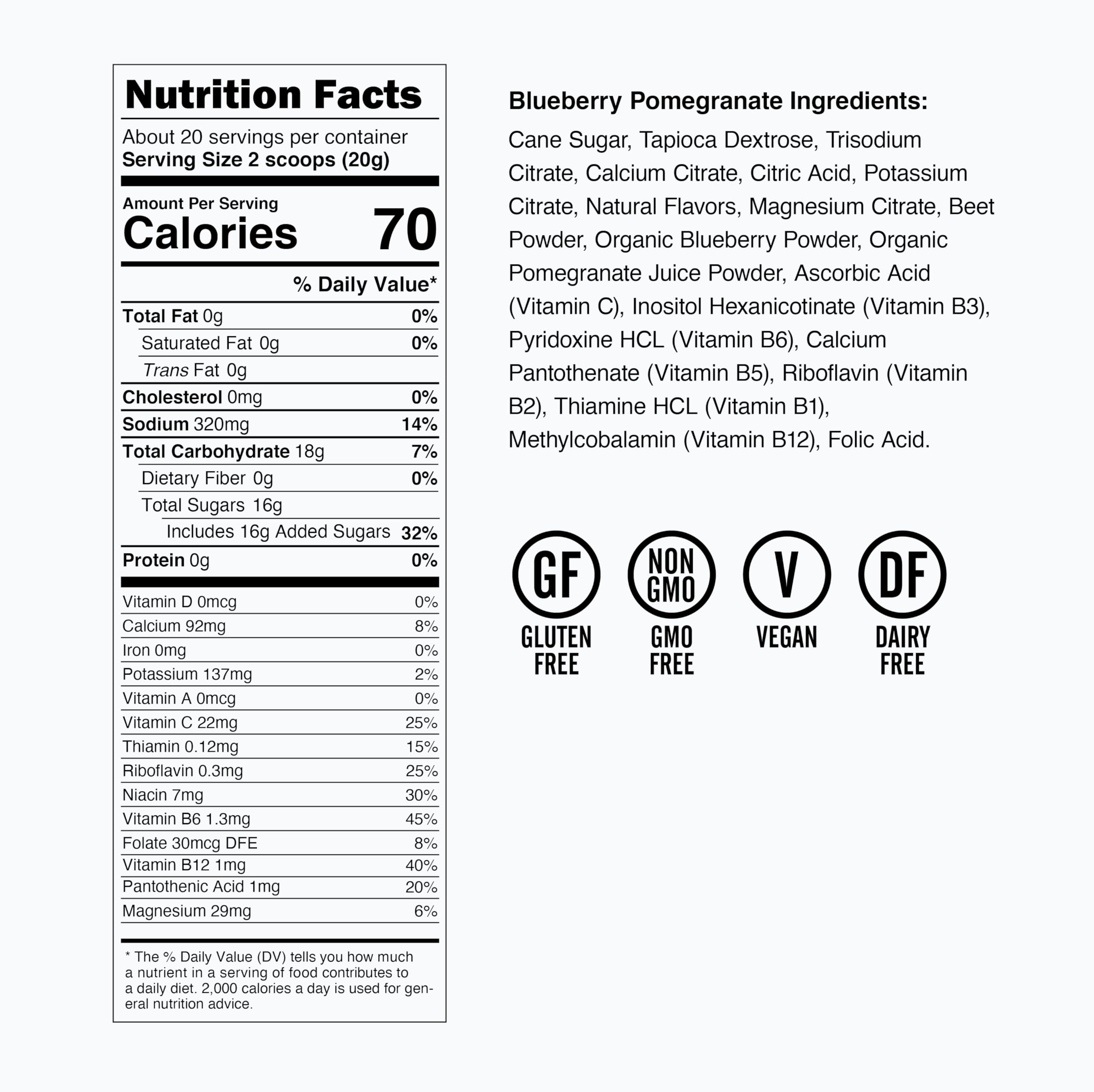 Osmo Active Hydration Powder blueberry label communicates natural ingredients and flavor.