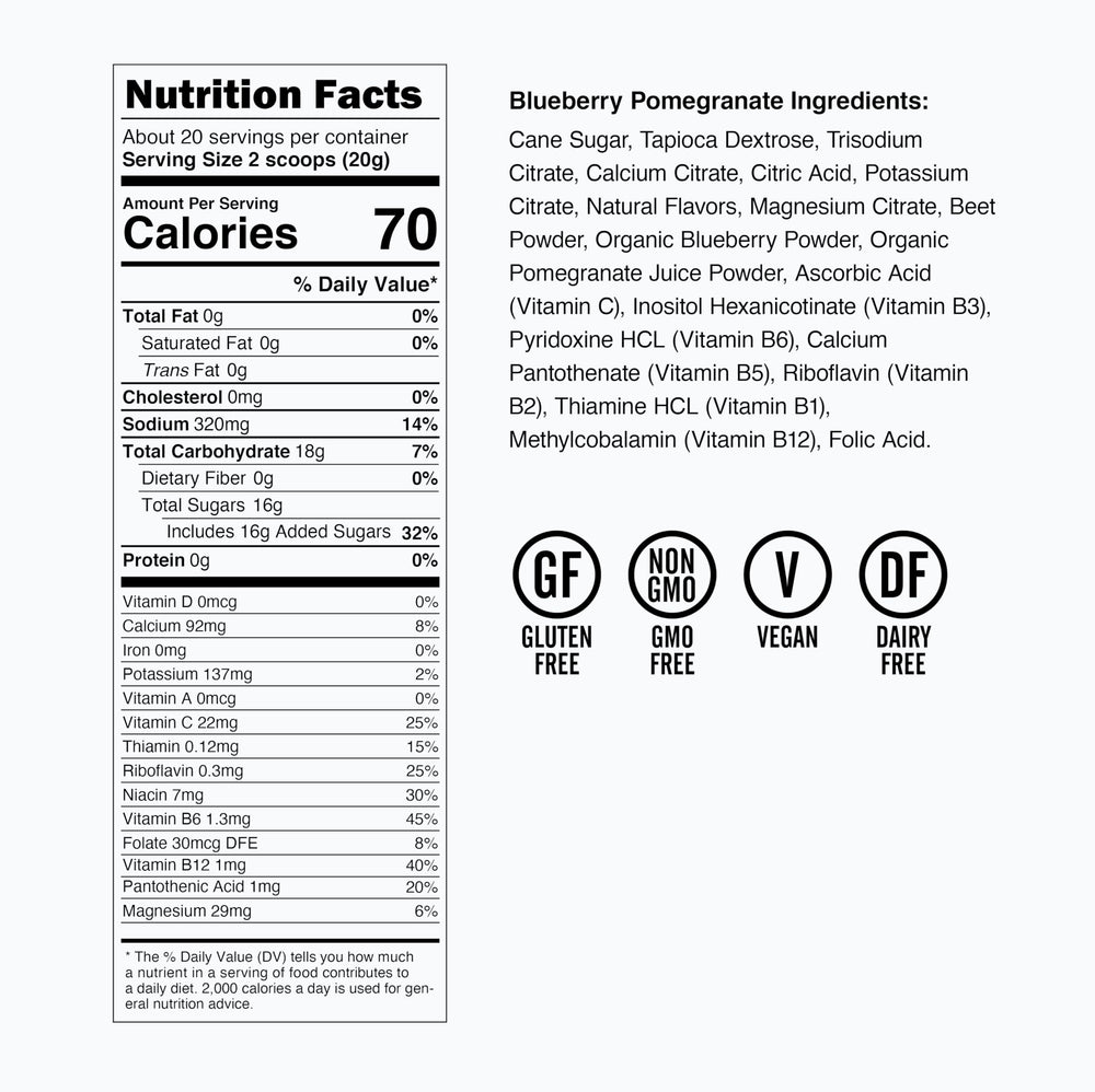 Osmo Active Hydration Powder blueberry label communicates natural ingredients and flavor.