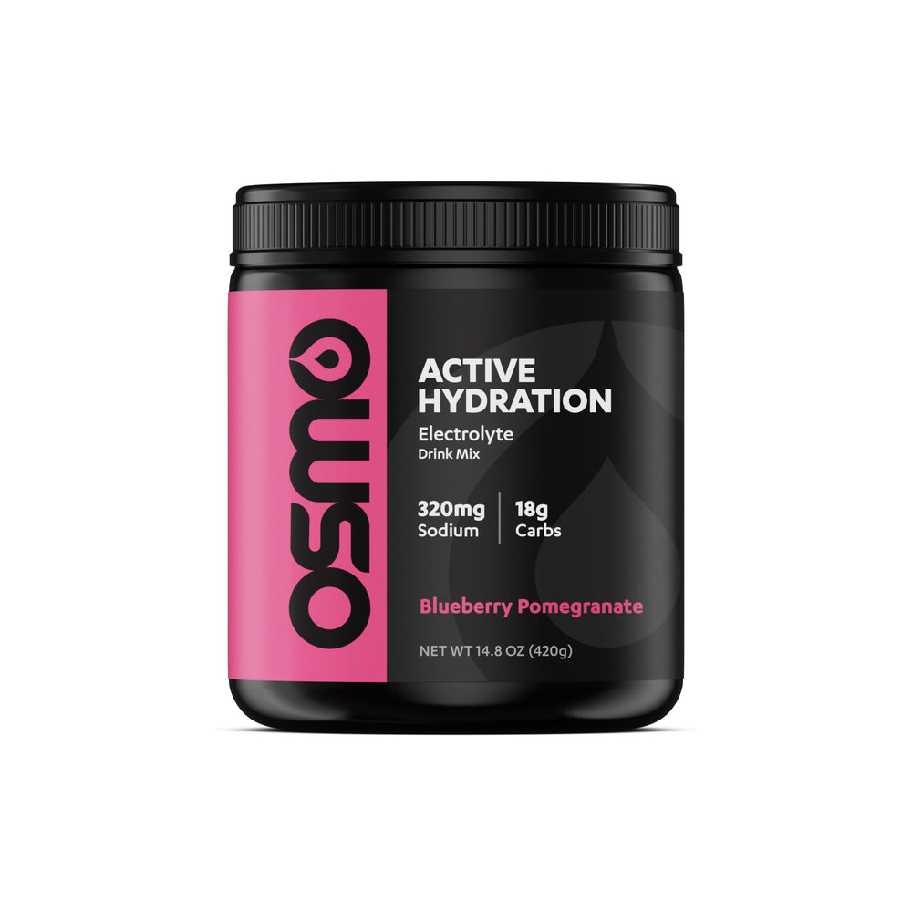 Osmo Active Hydration Powder blueberry tub for quick electrolyte balance during workouts.