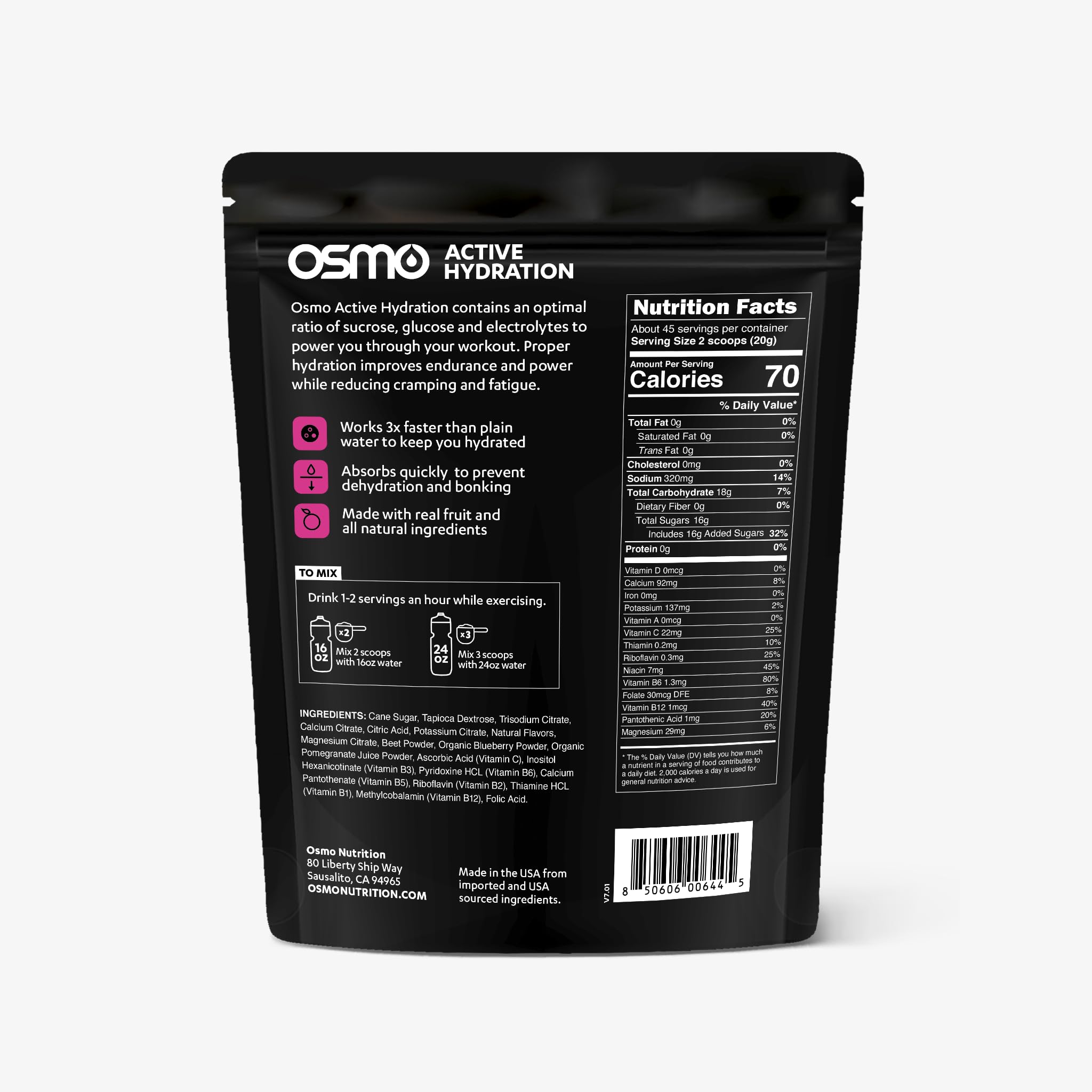 Scoop and measuring guide for Osmo Active Hydration dosing