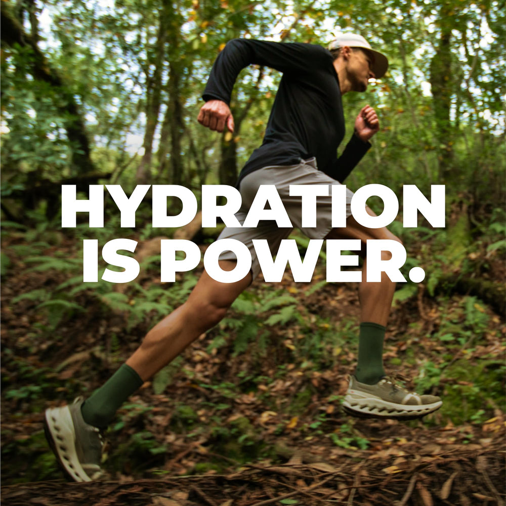 Osmo Active Hydration on trail with water bottle for long runs