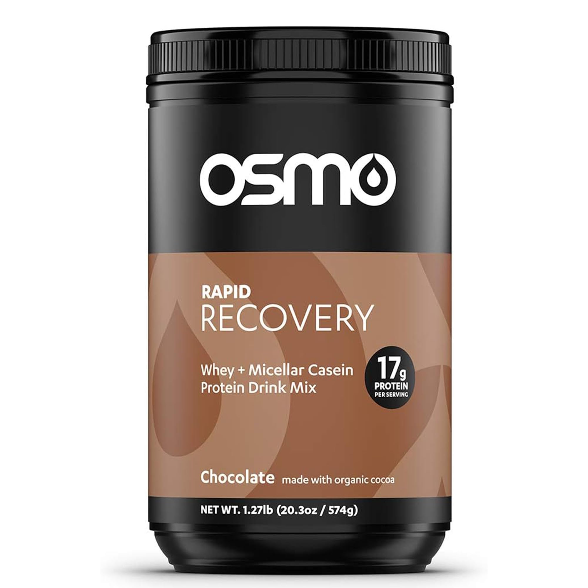 Osmo Rapid Recovery chocolate tub shown for post-workout recovery and flavor