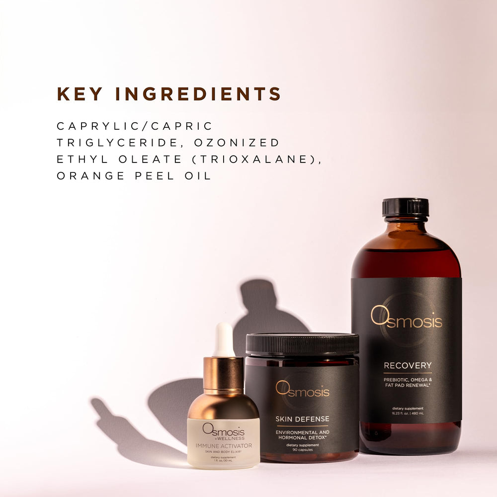Osmosis Immune Activator texture swirl showing lightweight serum feel.