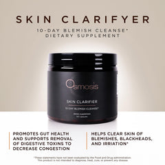 OSMOSIS Skin Clarifier label closeup highlighting vegan gluten free formula for daily use