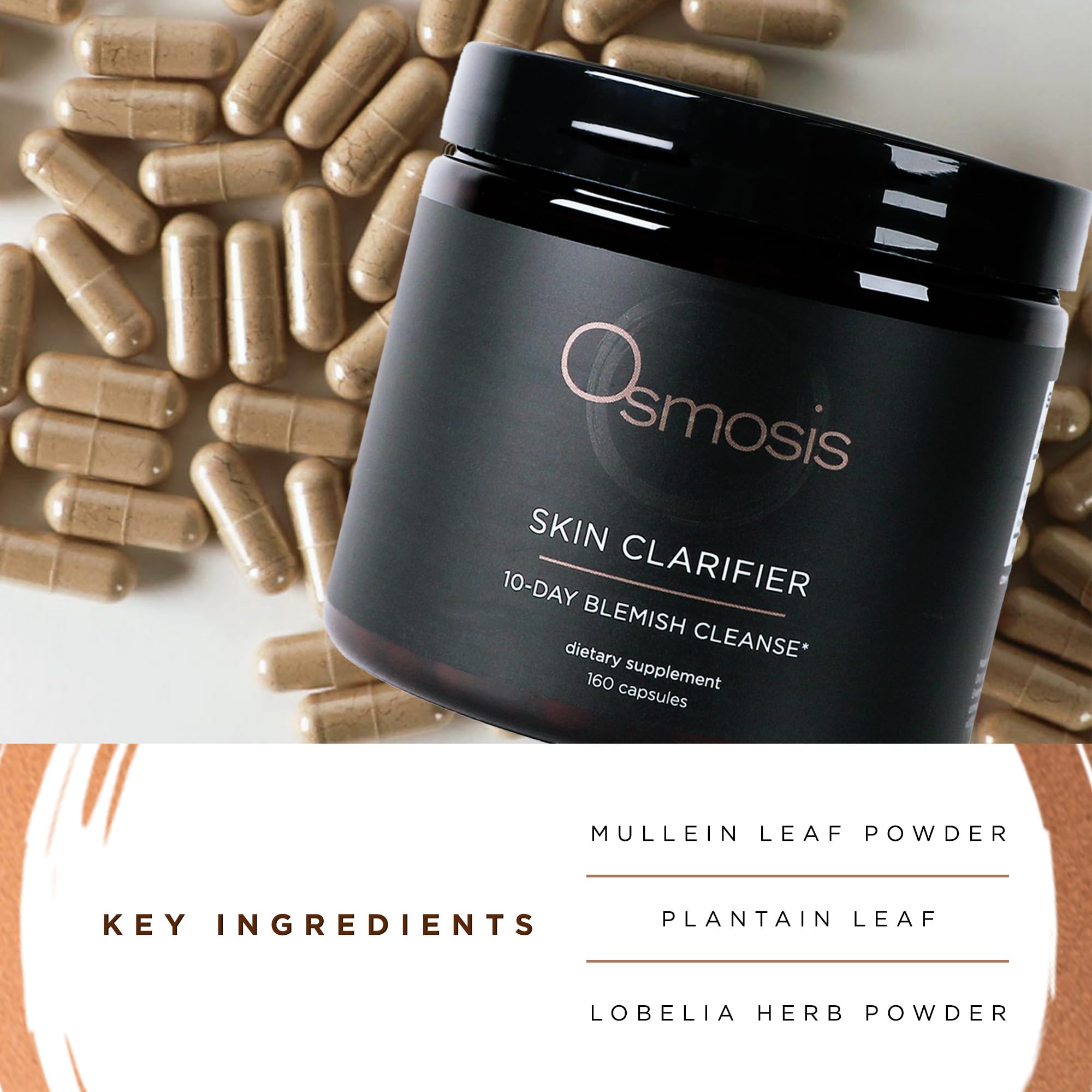 OSMOSIS Skin Clarifier packaging box beside vegan capsules