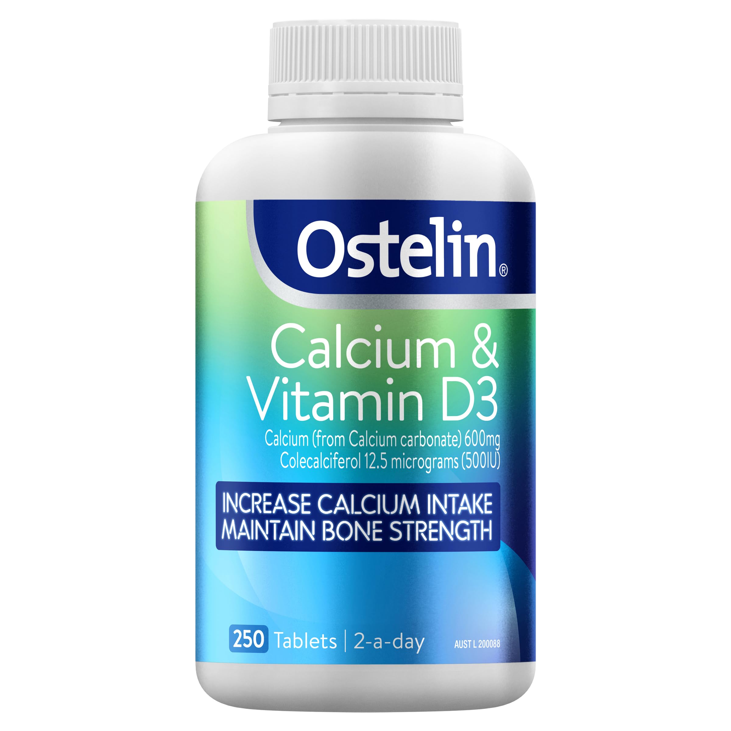 Ostelin Vitamin D Plus Calcium bottle front showing bone health focus.