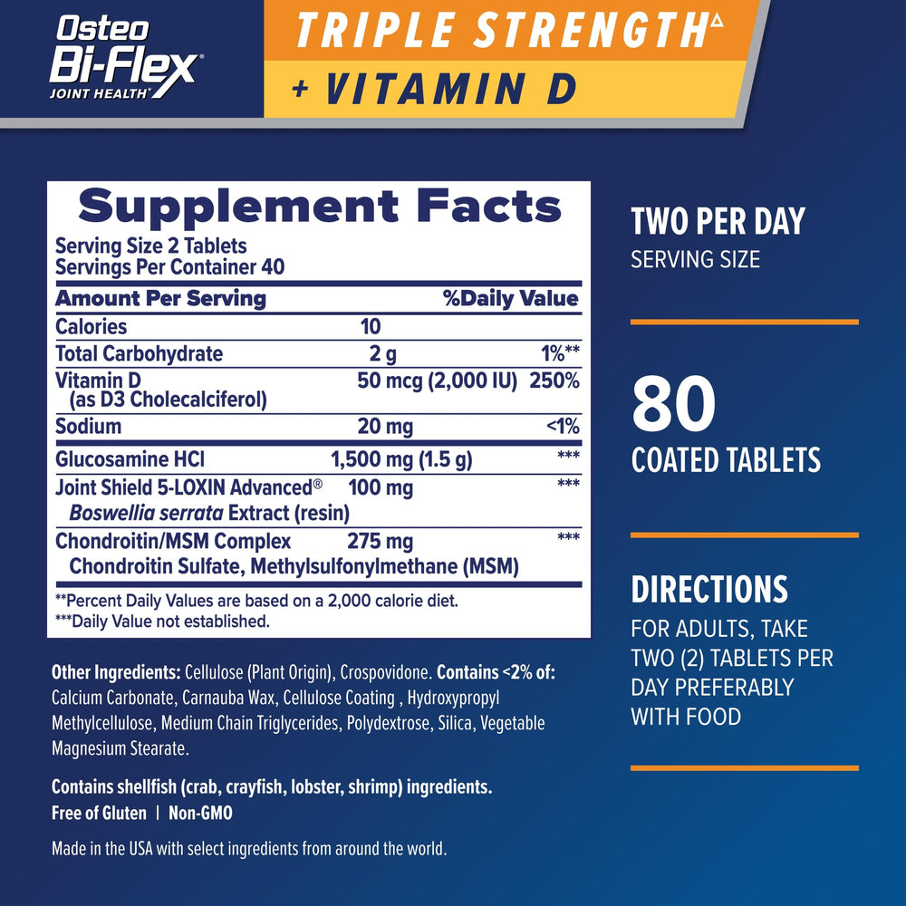 Osteo Bi-Flex capsules close-up highlighting coated tablets for easy daily swallowing.