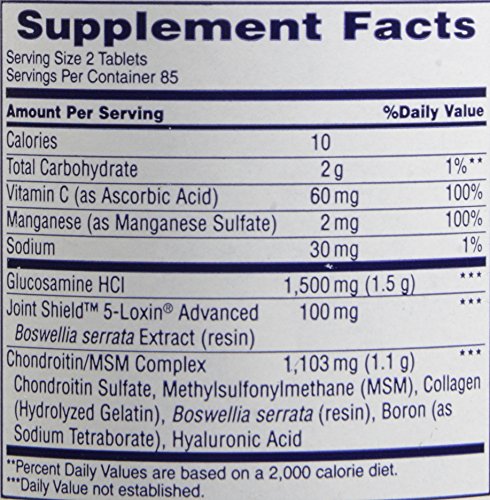 Osteo Bi-Flex daily dosage two caplets with a meal for routine use.