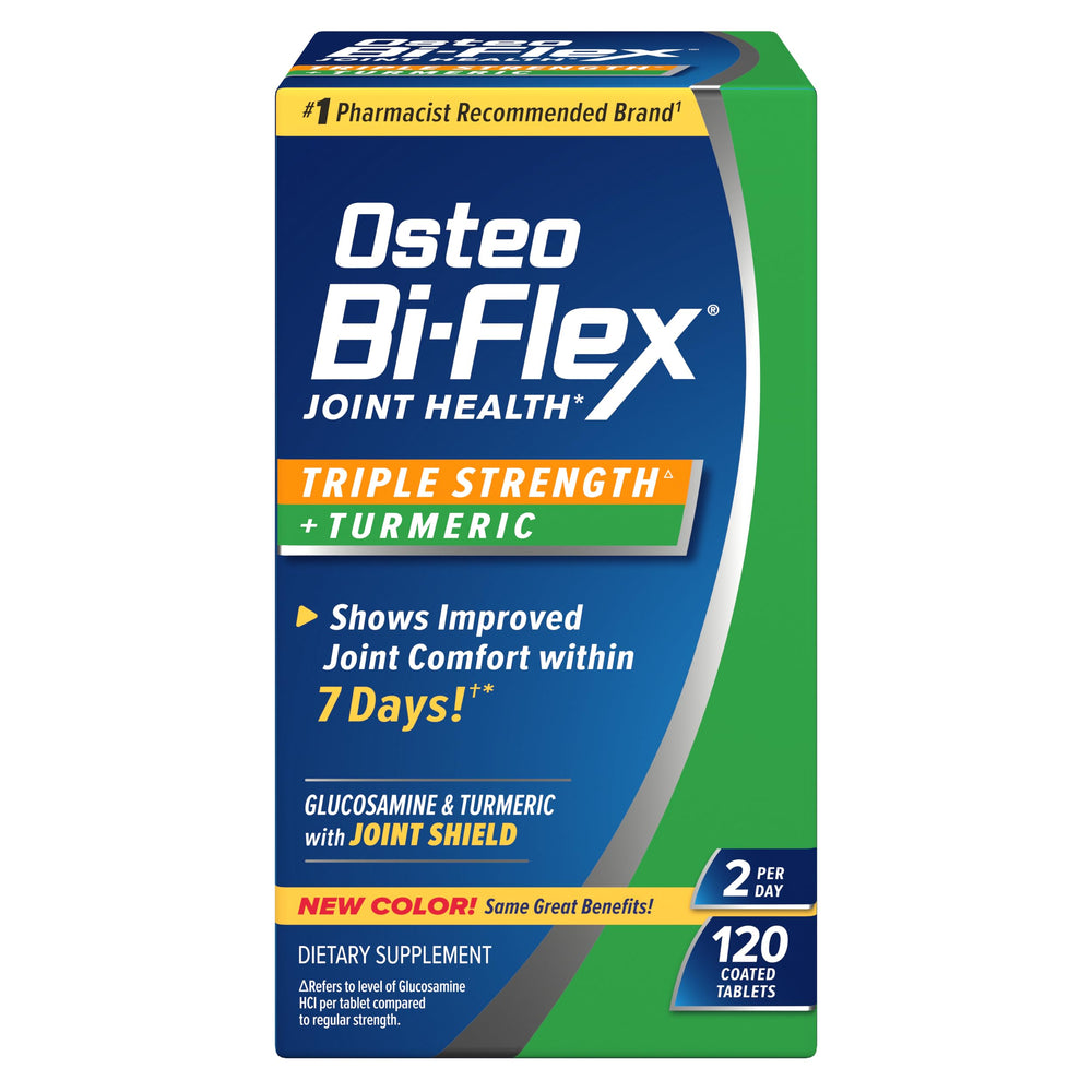 Osteo Bi-Flex glucosamine-turmeric bottle supports daily joint comfort and mobility.