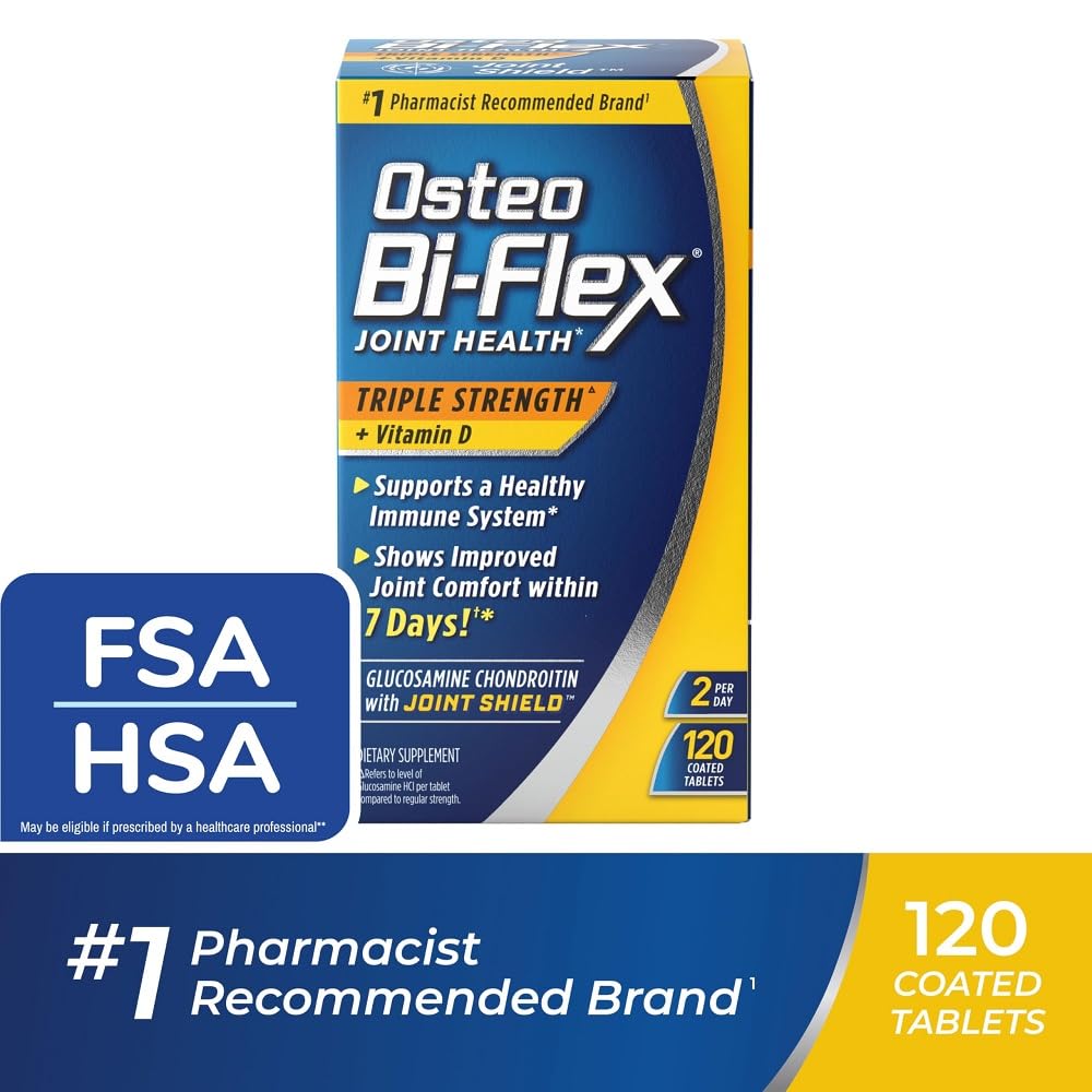 Osteo Bi-Flex bottle label highlighting a 120-count supply