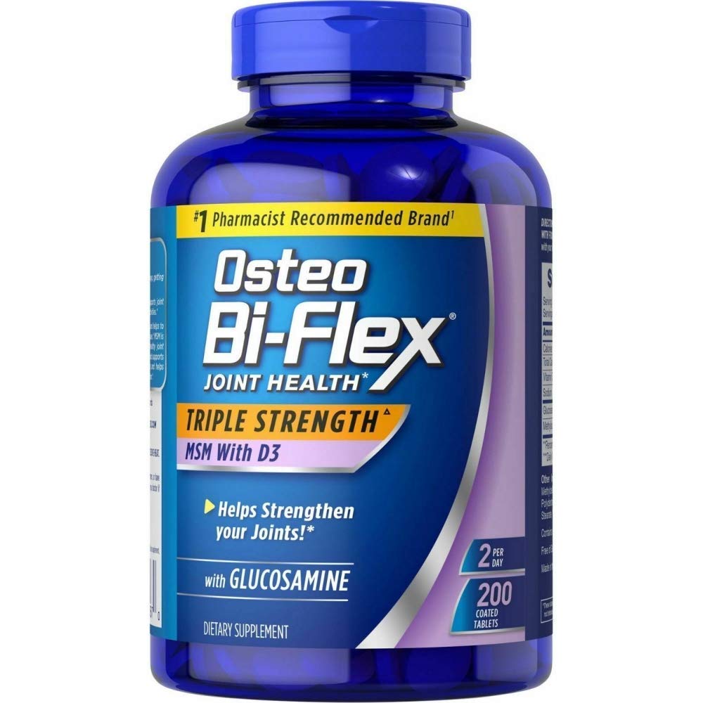 Osteo Bi Flex bottle with 200 glucosamine tablets for daily joint support