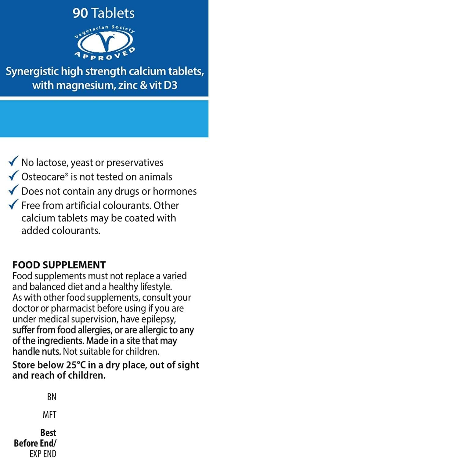 Osteocare daily-dose pack illustrating convenient 90-tablet supply