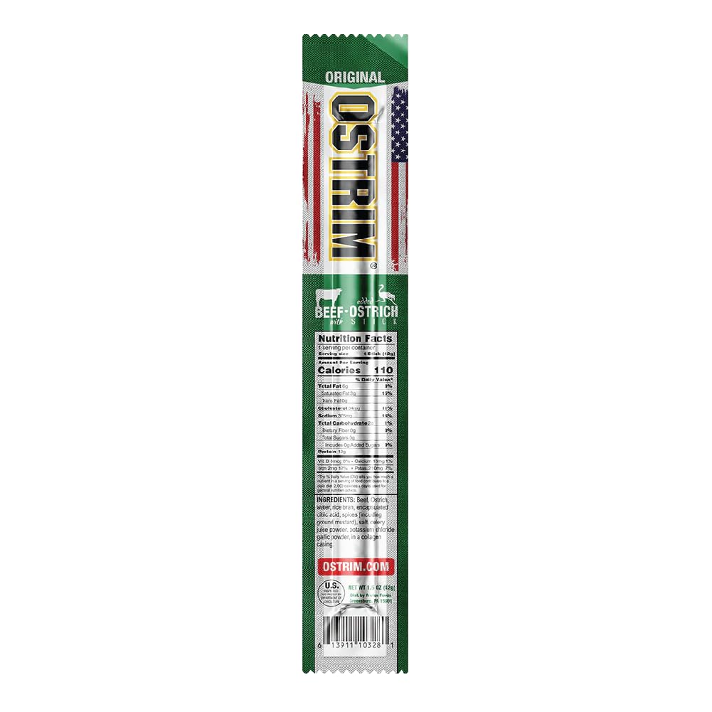 Ostrim Beef and Ostrich protein snack close-up highlighting a hearty, protein-packed bite