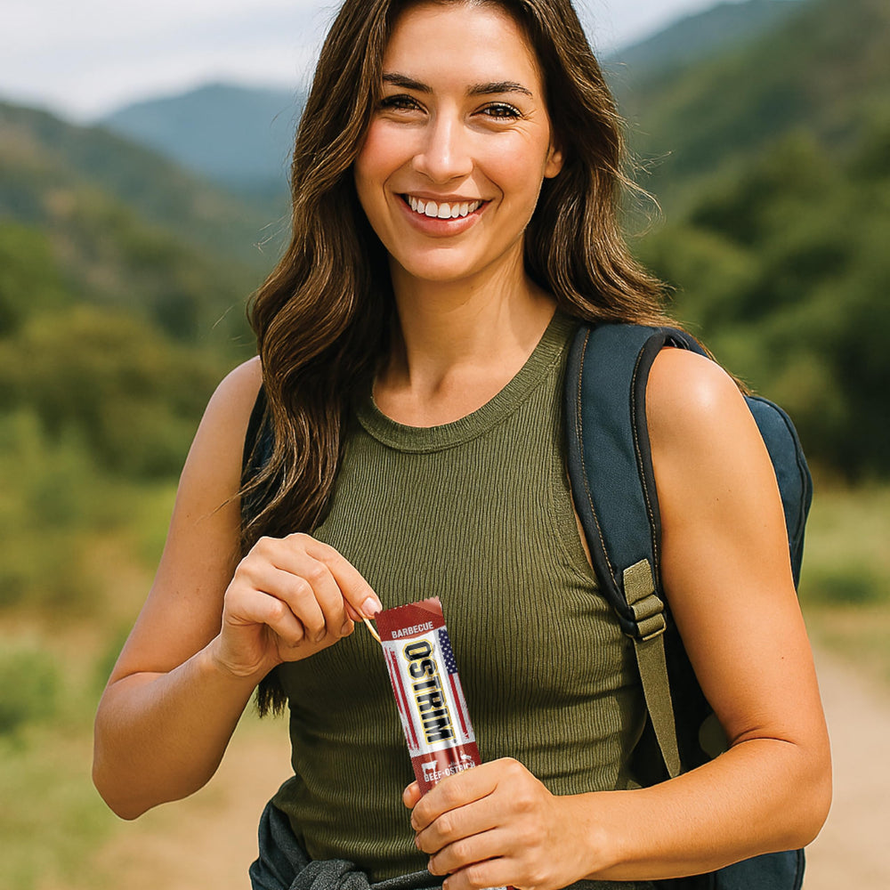 Ostrim gluten-free keto-ingredients list on packaging.