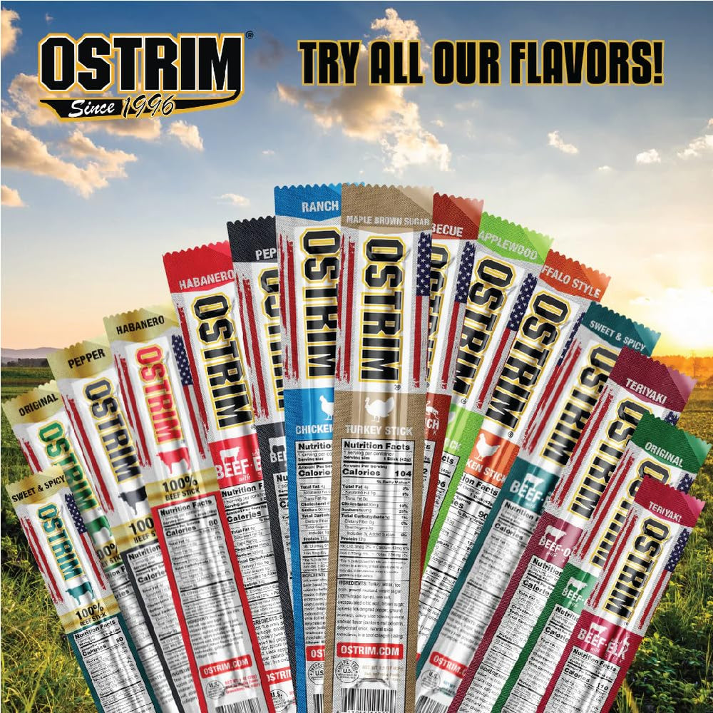Ostrim on-the-go snack sticks ready to fit inside a bag or pocket