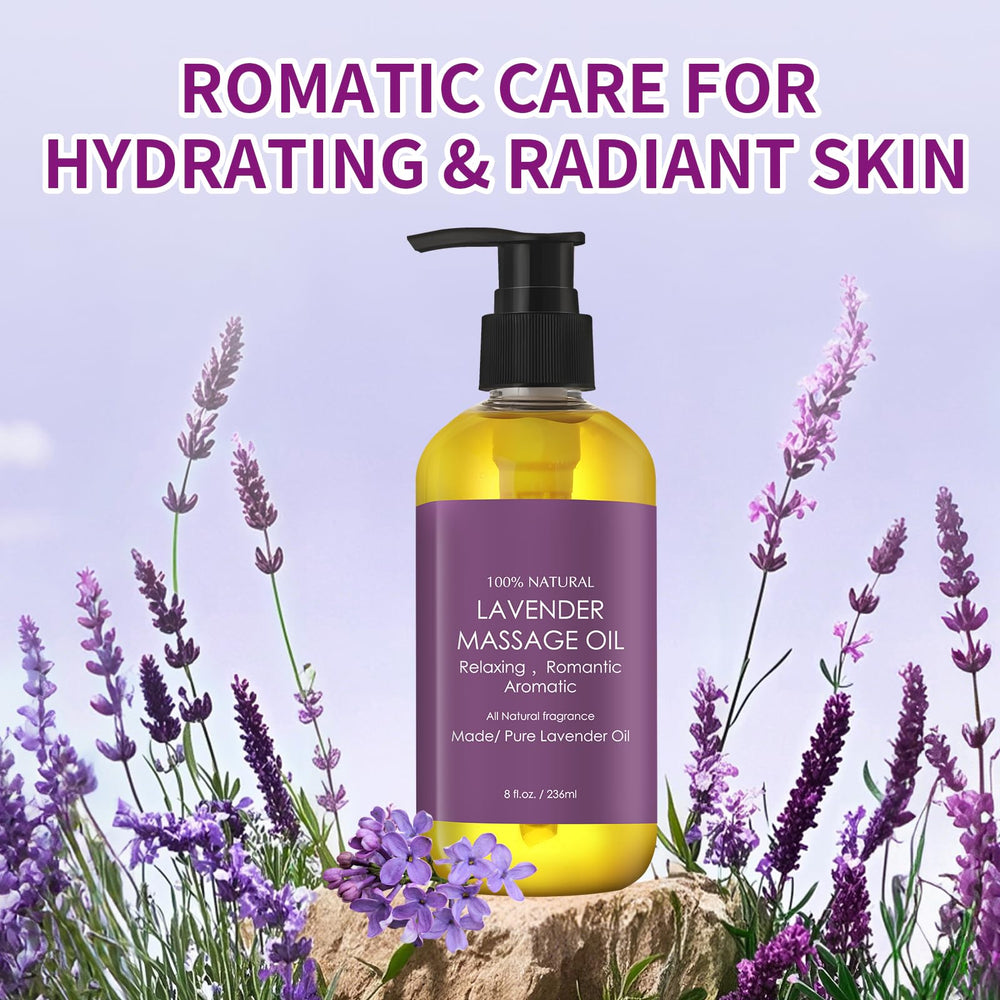 OUPEICHARM Lavender Massage Oil being poured for quick relief and aroma.