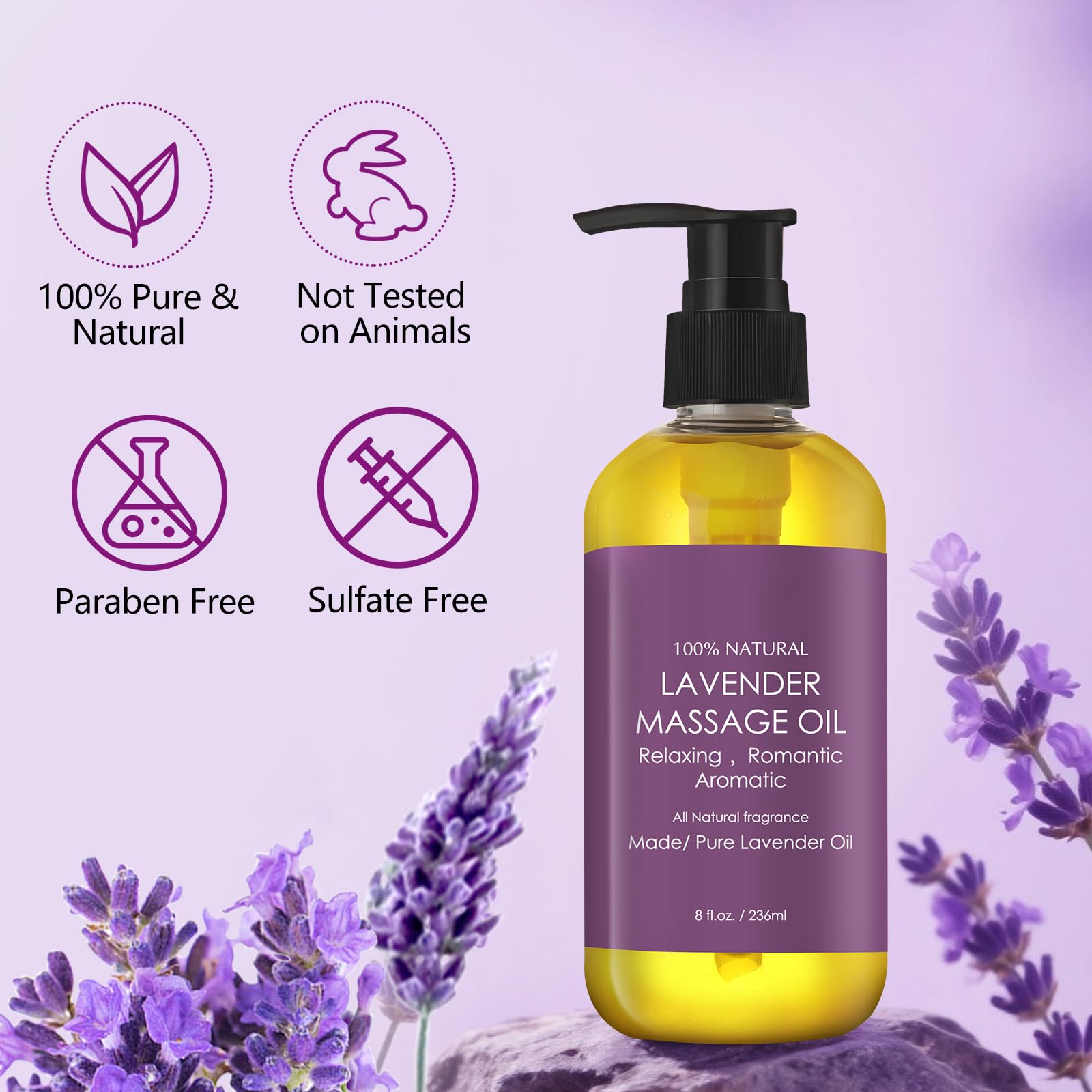 Spa scene with OUPEICHARM Lavender Massage Oil for a calm home ritual.