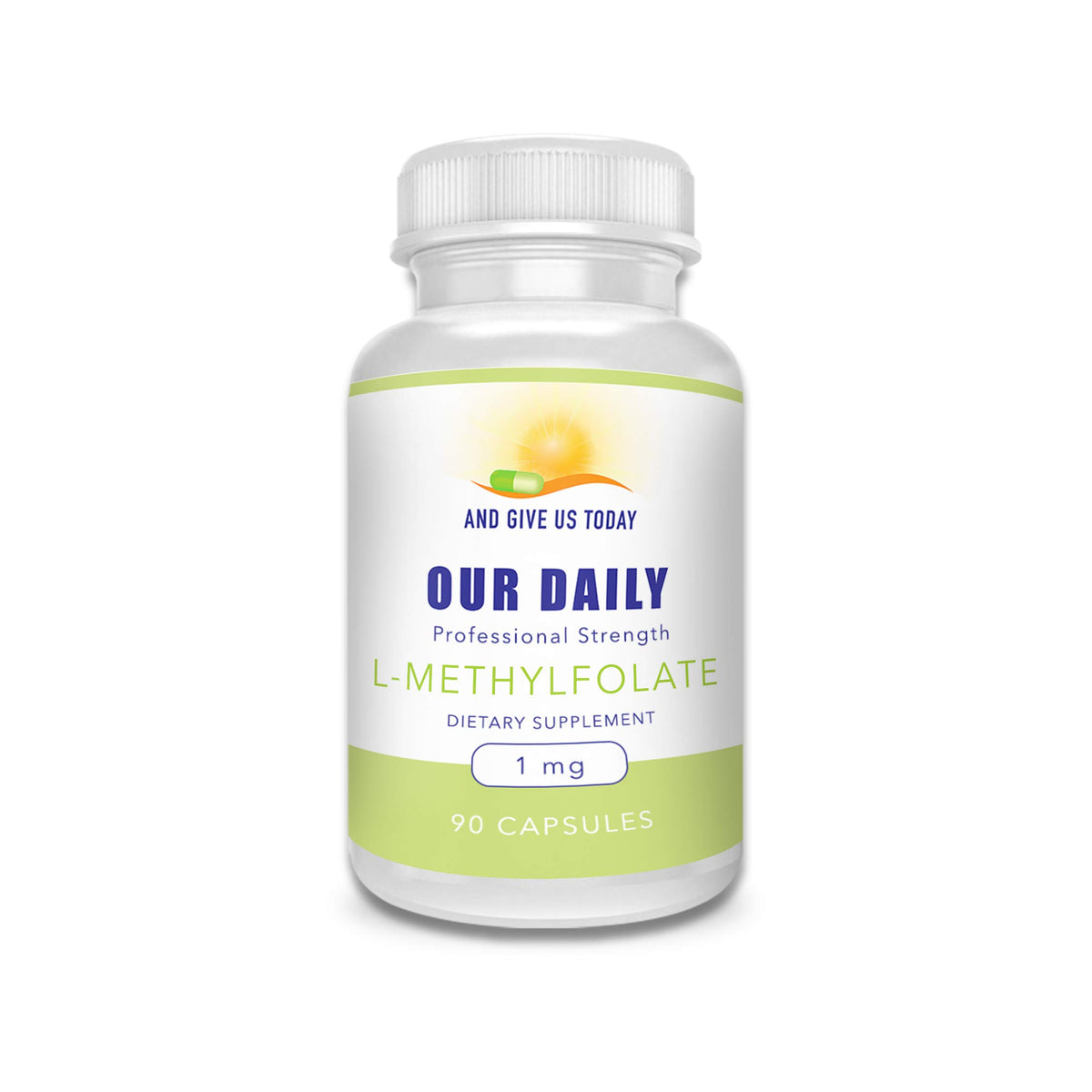Our Daily Vites L-Methylfolate 1mg bottle front for easy on-the-go use.