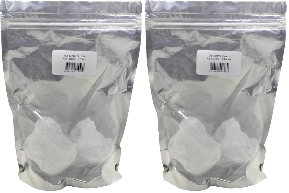 Our Earth's Secrets alum stone 1 lb pack for personal care and daily use.