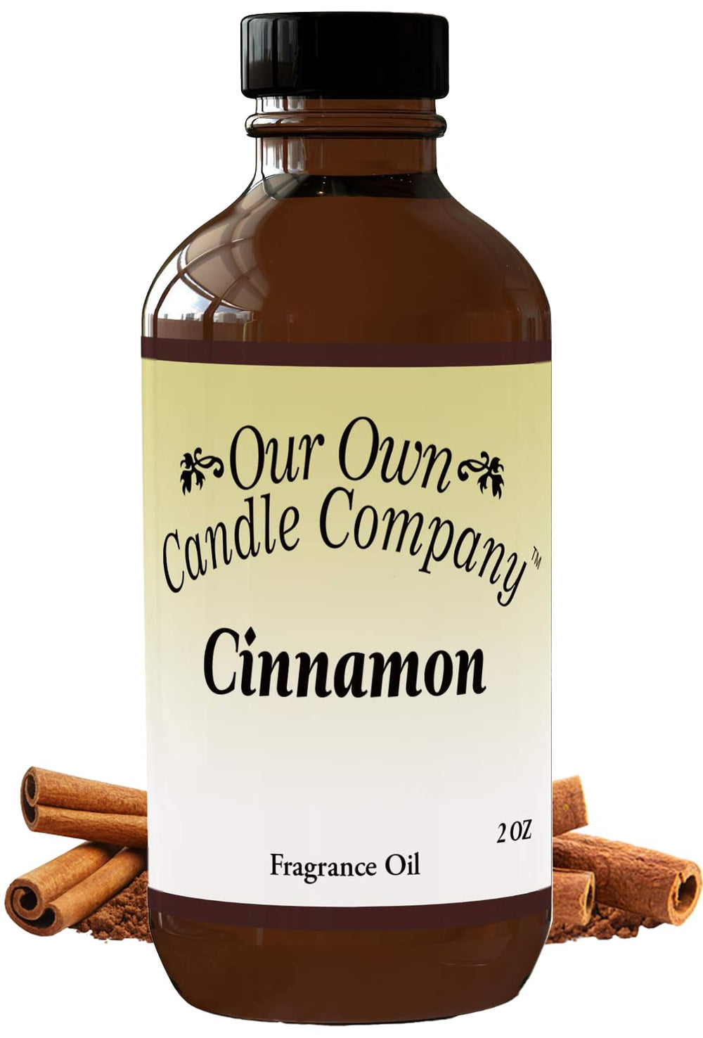 Our Own Candle Company cinnamon diffuser oil bottle showing premium fragrance for diffusers