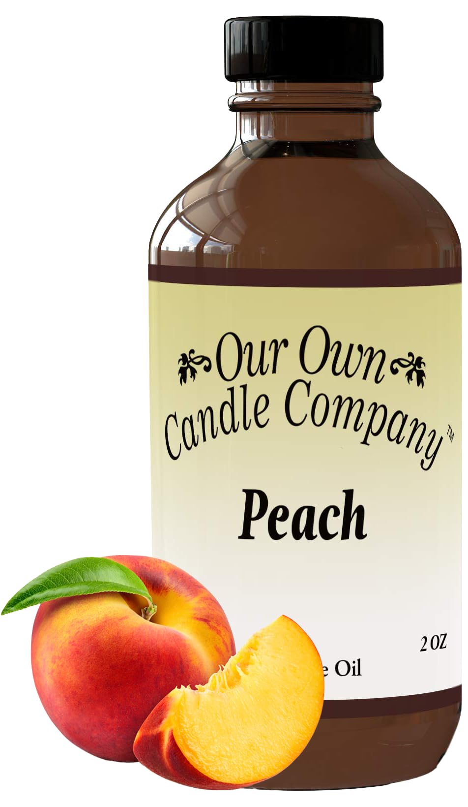 Our Own Candle Company peach diffuser oil 2oz bottle for long-lasting home fragrance