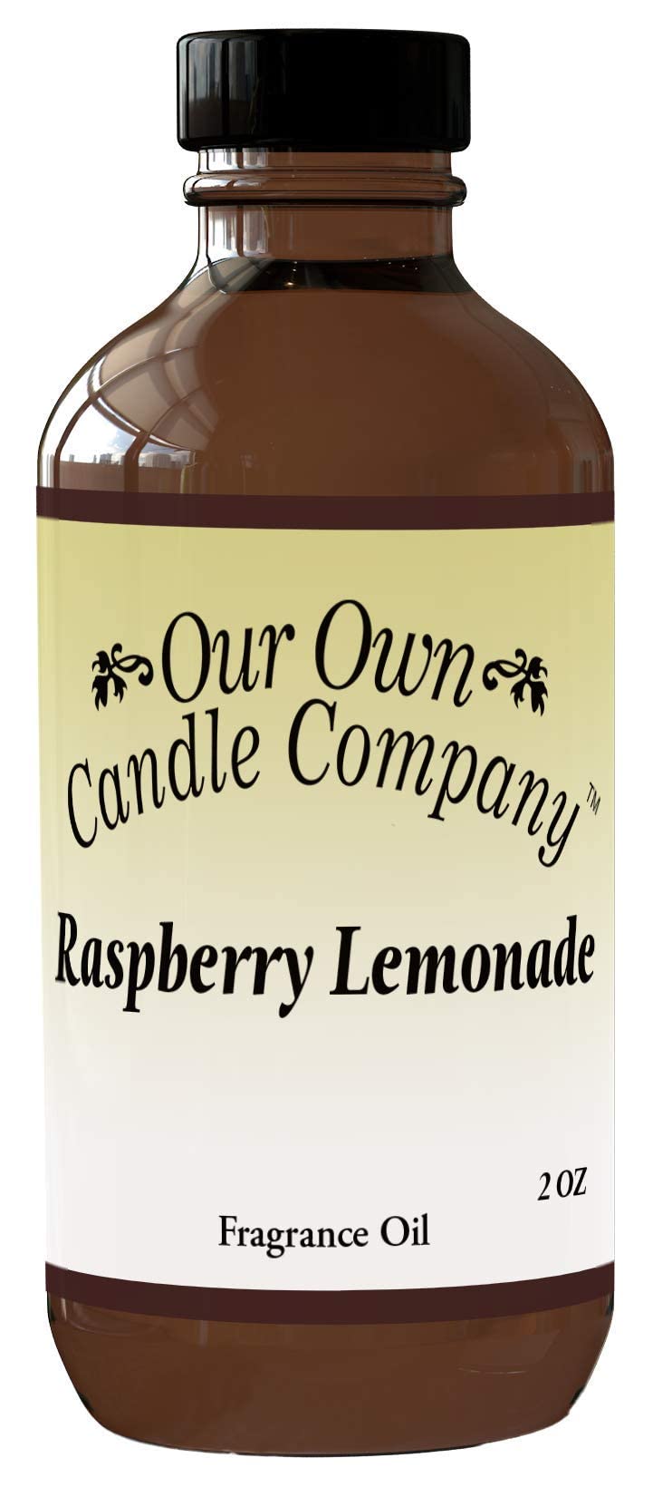 Our Own Candle Company Raspberry Lemonade diffuser oil bottle showing bright aroma potential.