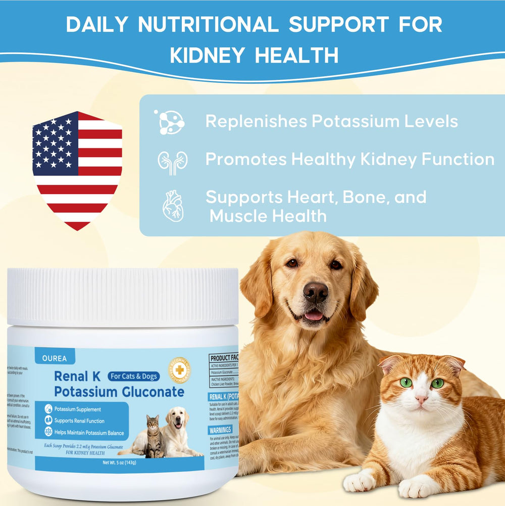 Ourea Renal K scoop serving demonstrates easy daily dosing for pets