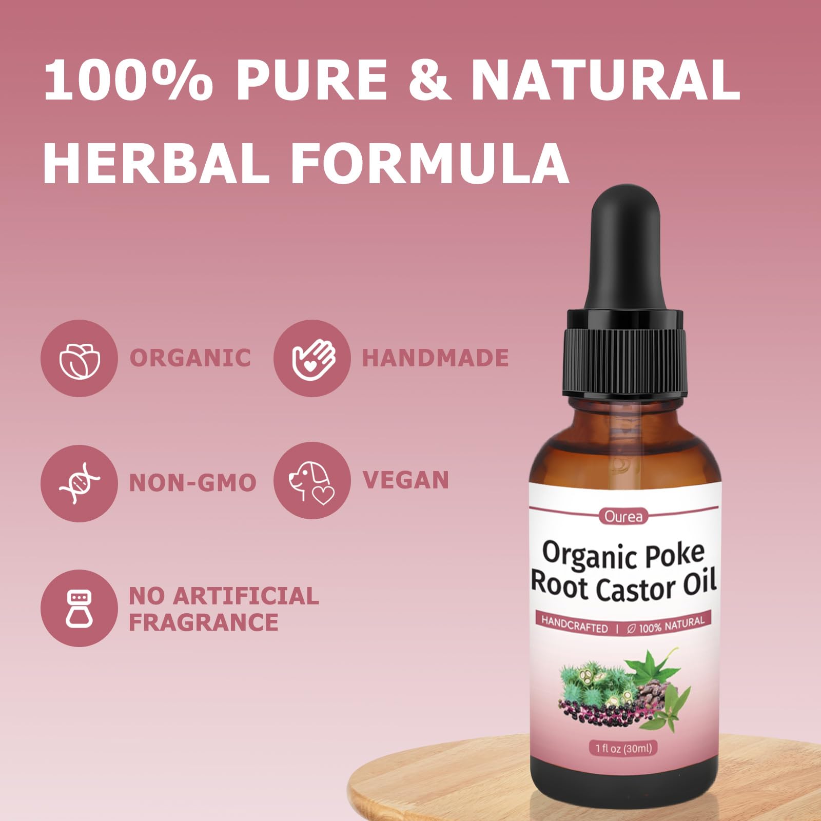 OUREA Poke Root Castor Oil applied in soothing massage on neck or joints