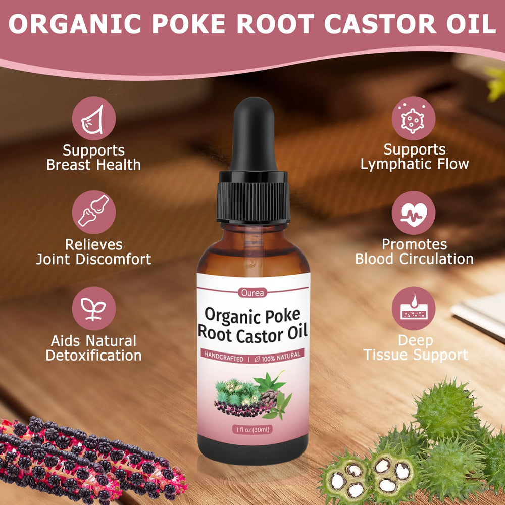 OUREA Poke Root Castor Oil texture demonstrates quick absorption and a light, non-greasy finish
