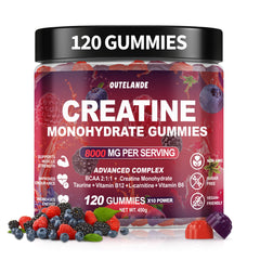 OUTELANDE Creatine Monohydrate Gummies bottle offers convenient workout energy support.