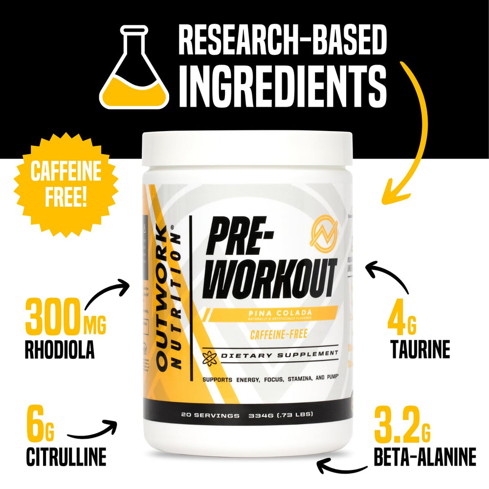 Outwork Non-Stim Pre Workout powder pour demonstrates smooth mix.