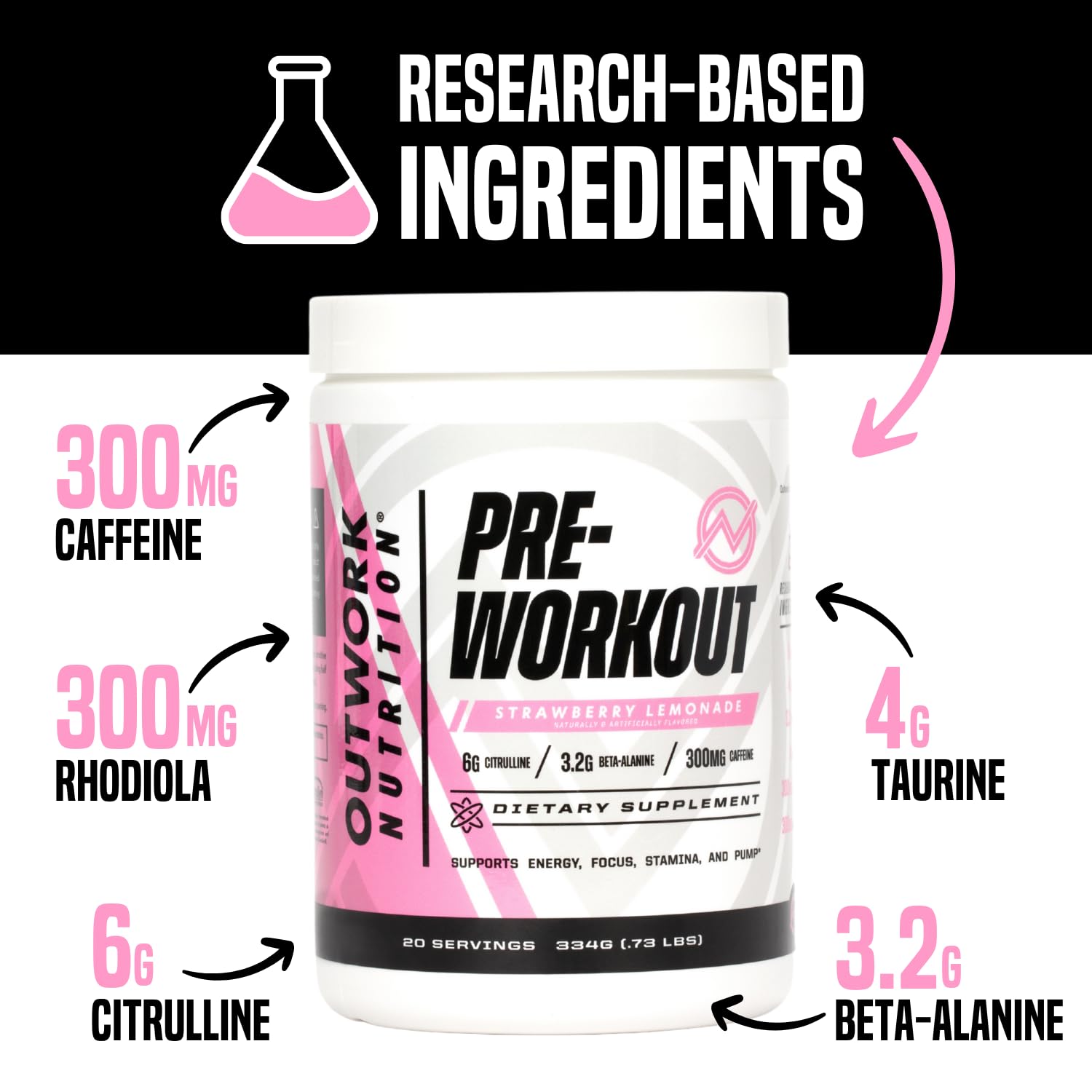 Outwork Nutrition preworkout scoop beside a shaker cup for training.