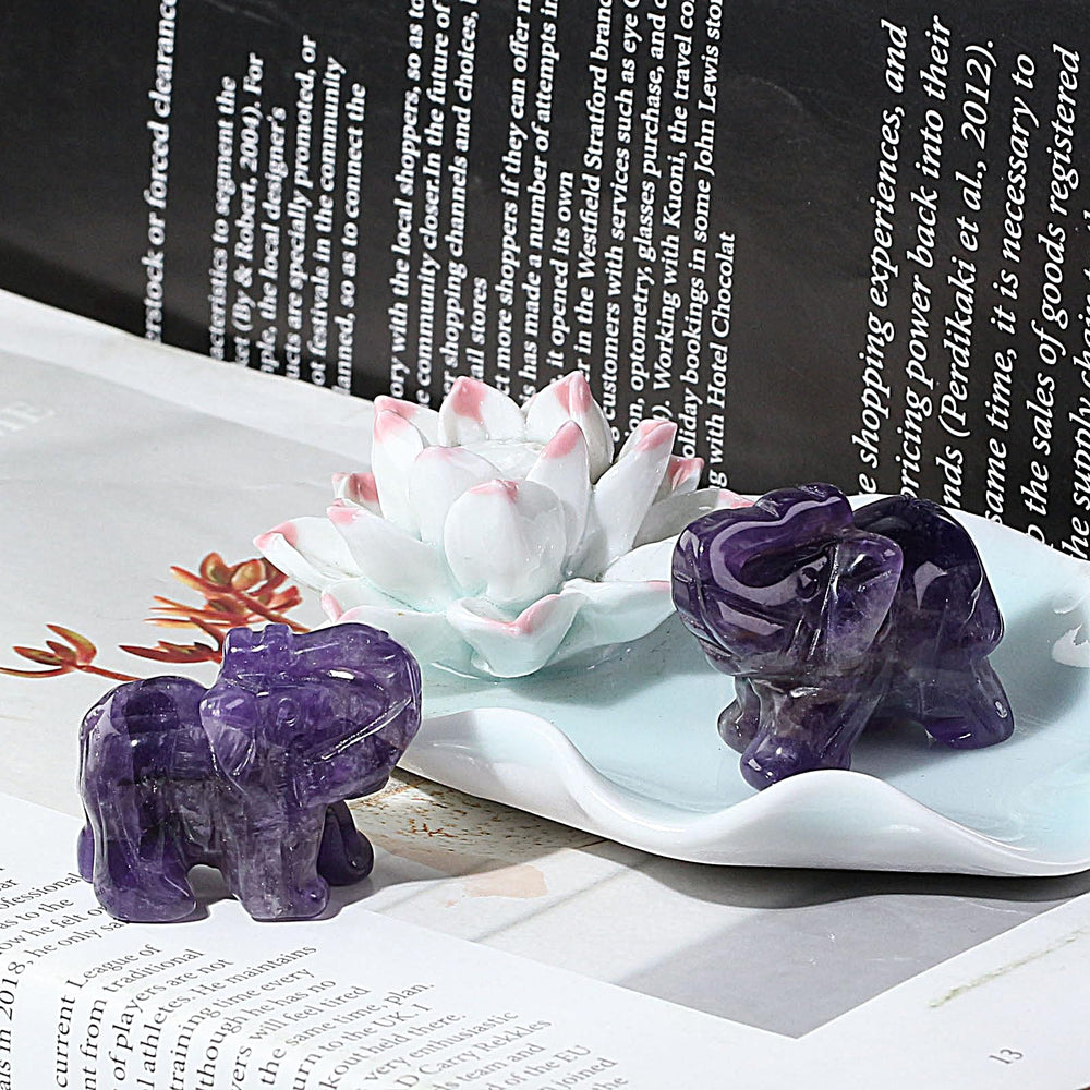 Ouubuuy amethyst elephant travel companion for mindful moments.