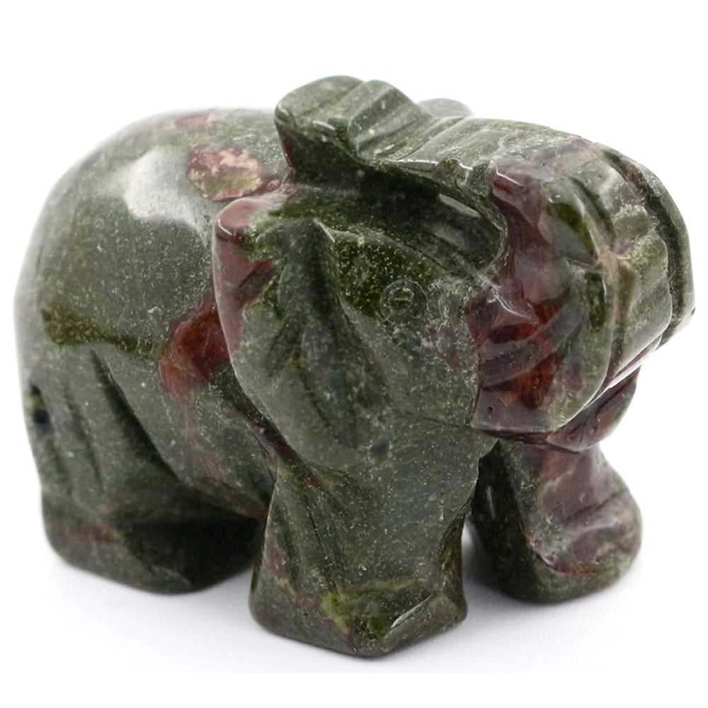 Ouubuuy Dragon Bloodstone elephant figurine close-up for calm and focus