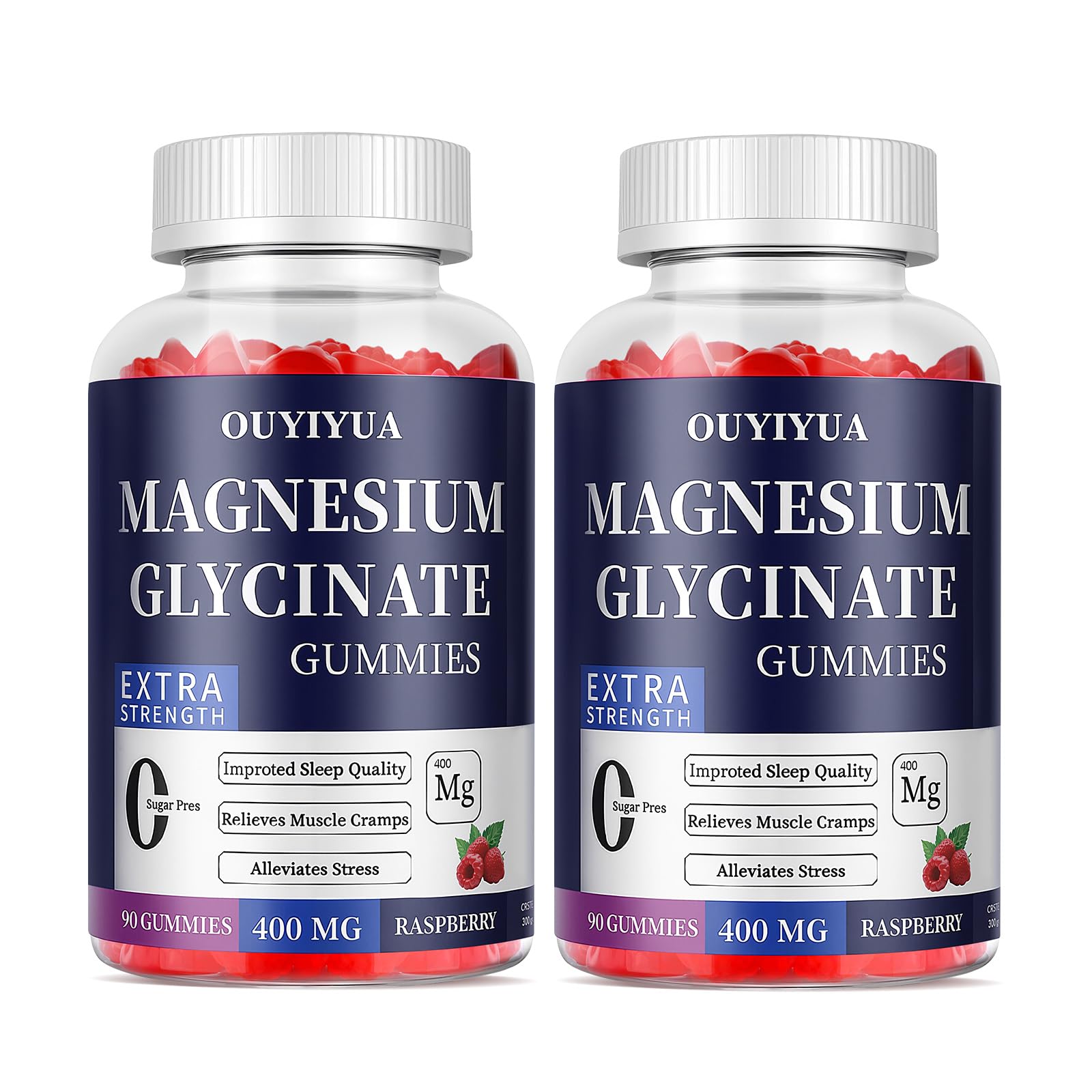 OUYIYUA Magnesium Glycinate Gummies bottle front, sugar-free formula, supports sleep