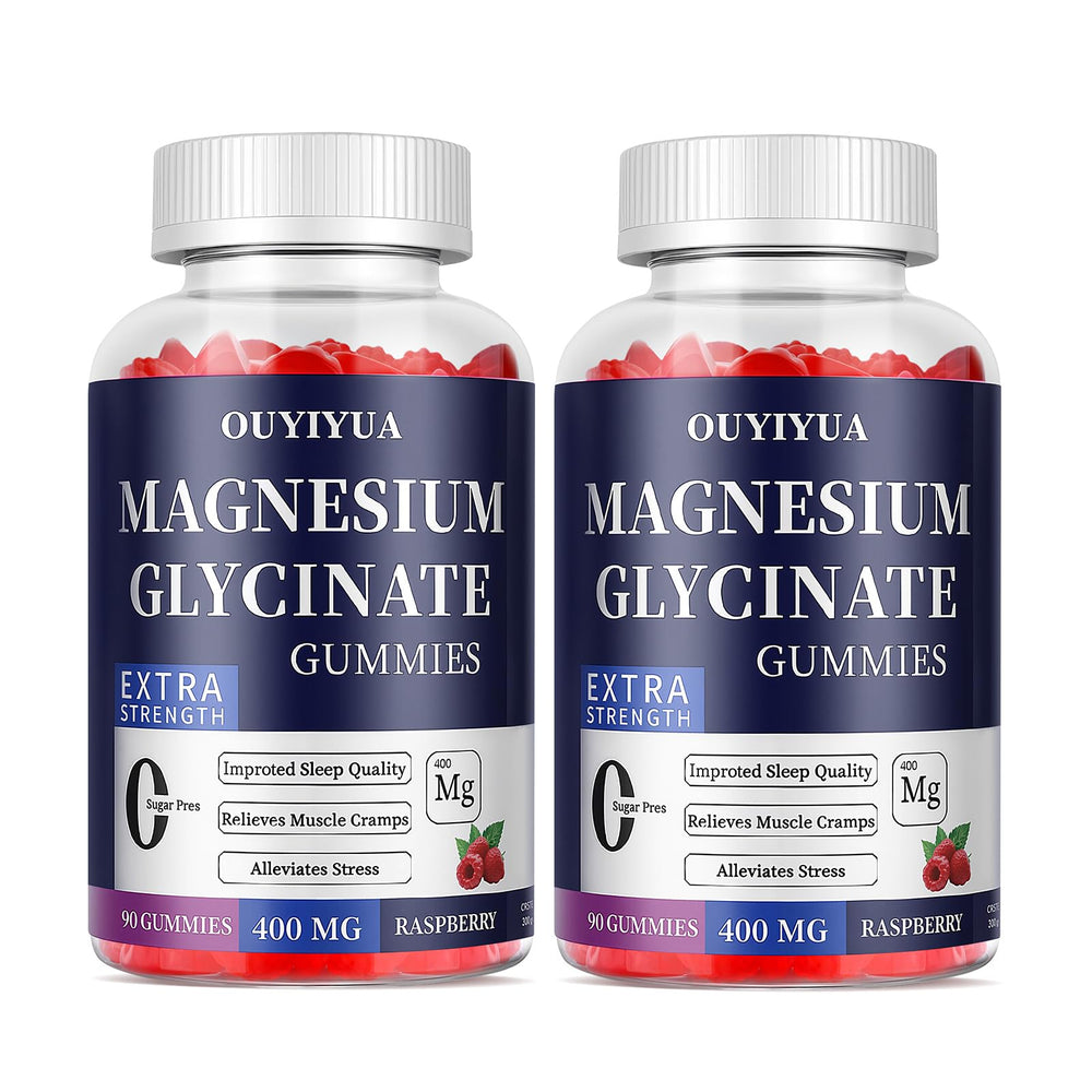 OUYIYUA Magnesium Glycinate Gummies bottle front, sugar-free formula, supports sleep