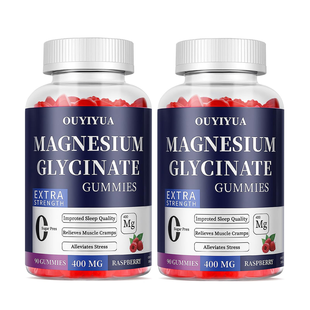 OUYIYUA Magnesium Glycinate Gummies bottle front, sugar-free formula, supports sleep