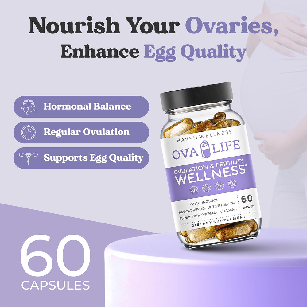 Ovalife ingredients panel highlighting 22 nutrients for balanced hormones